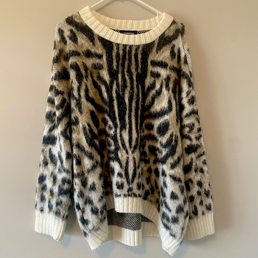 Express animal print woven sweater